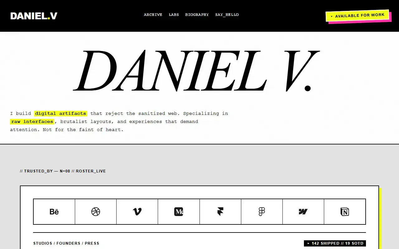 Brutalist Creative Portfolio — Portfolio template