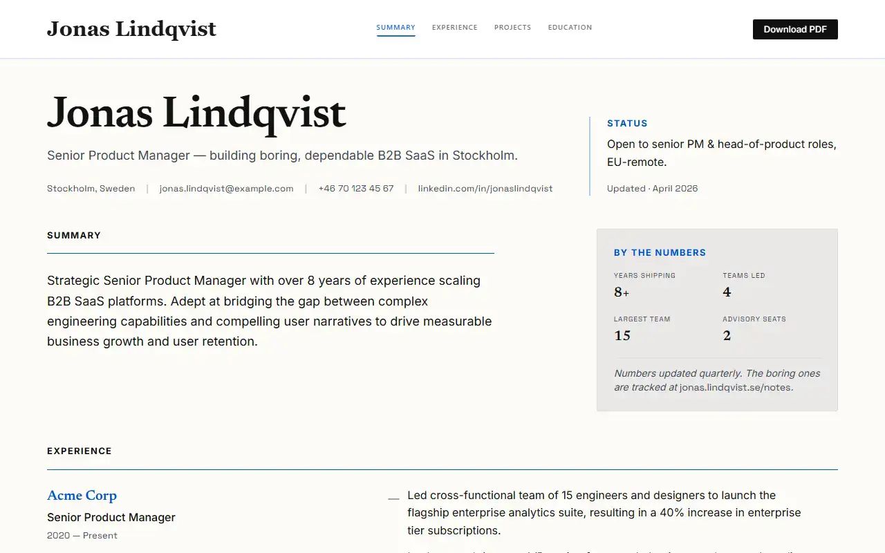 Resume Cv Site — Portfolio template