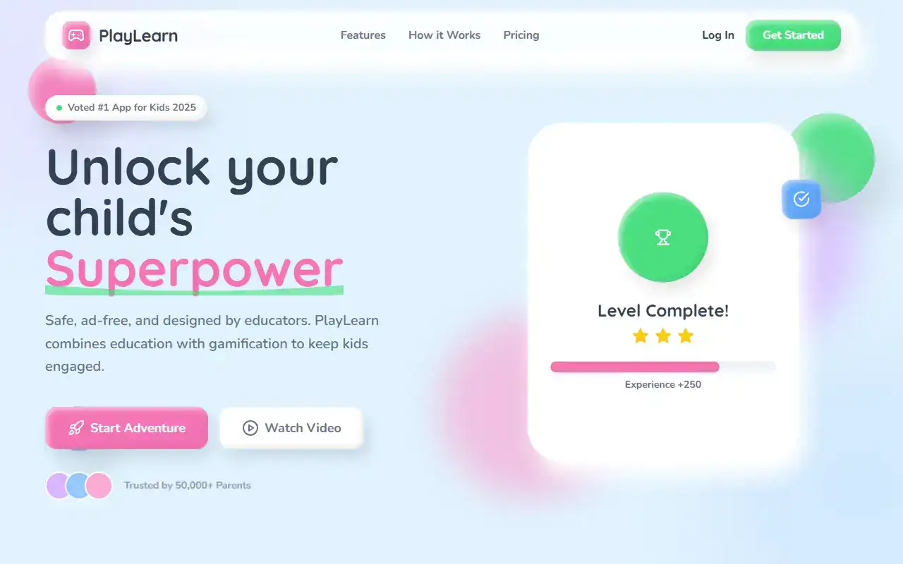 Claymorphism — Landing template