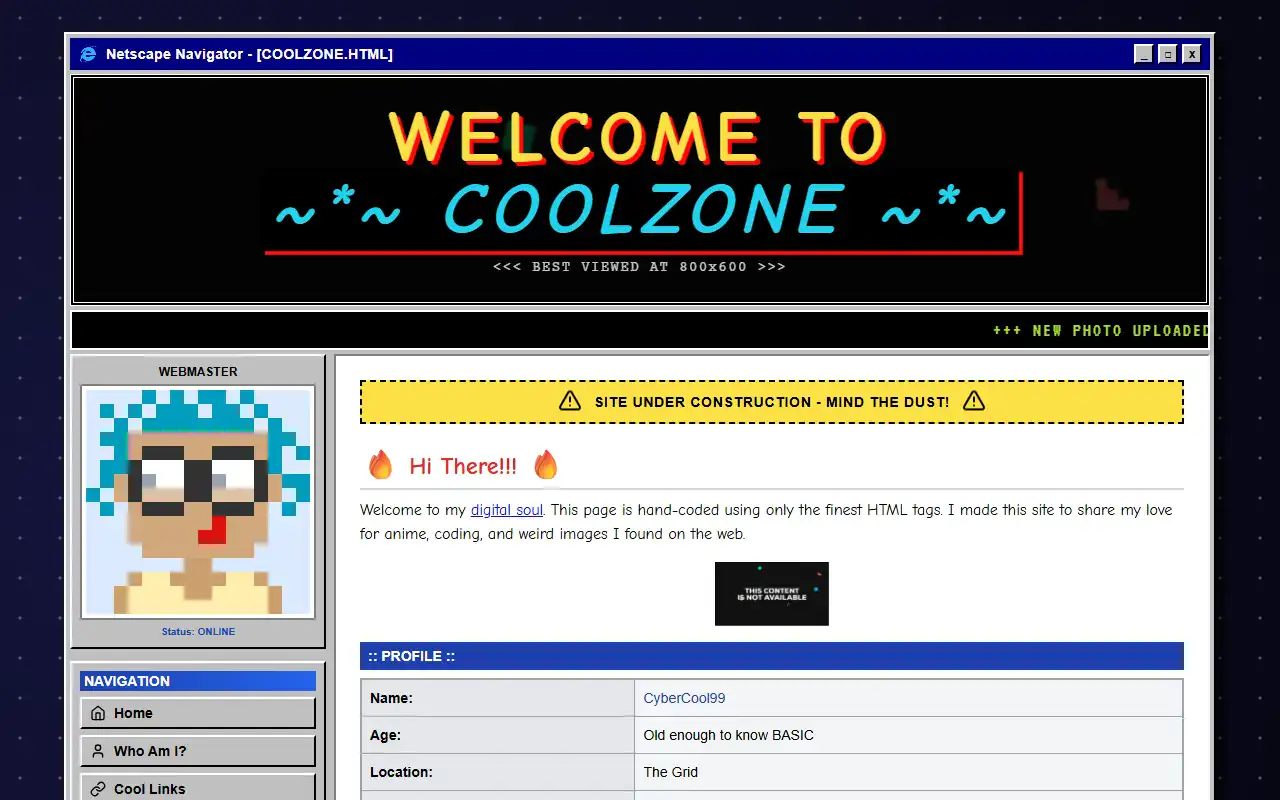 Y2k Web 1 0 — Landing template
