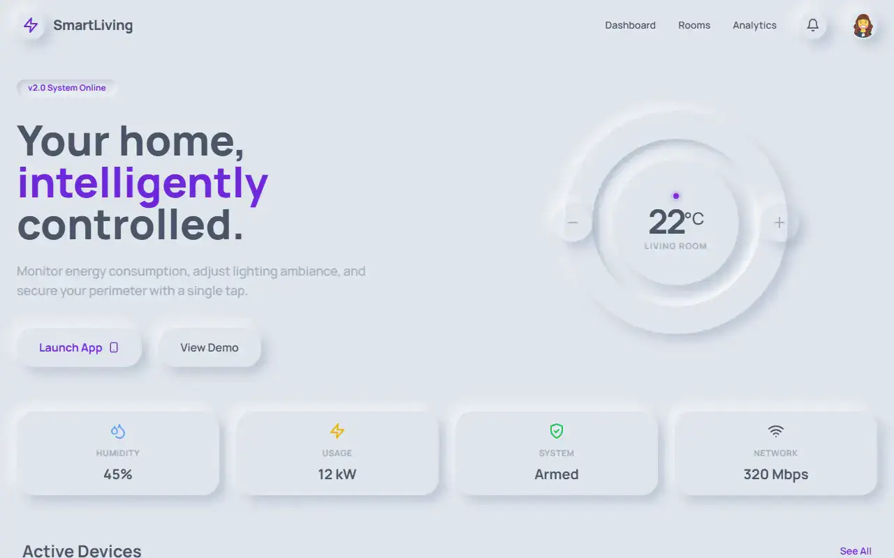 Neumorphism — Landing template